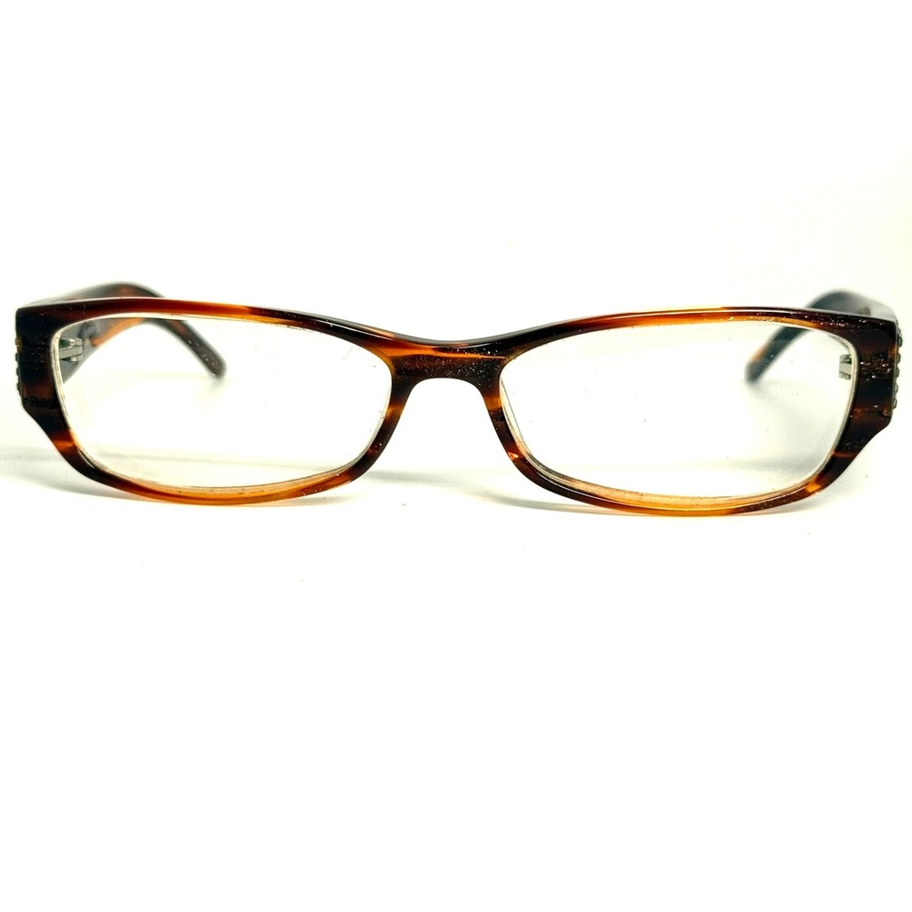 MaxMara MM 854 FXI Tortoise Crystal Logo Rectangular Eyeglasses Frames 130mm